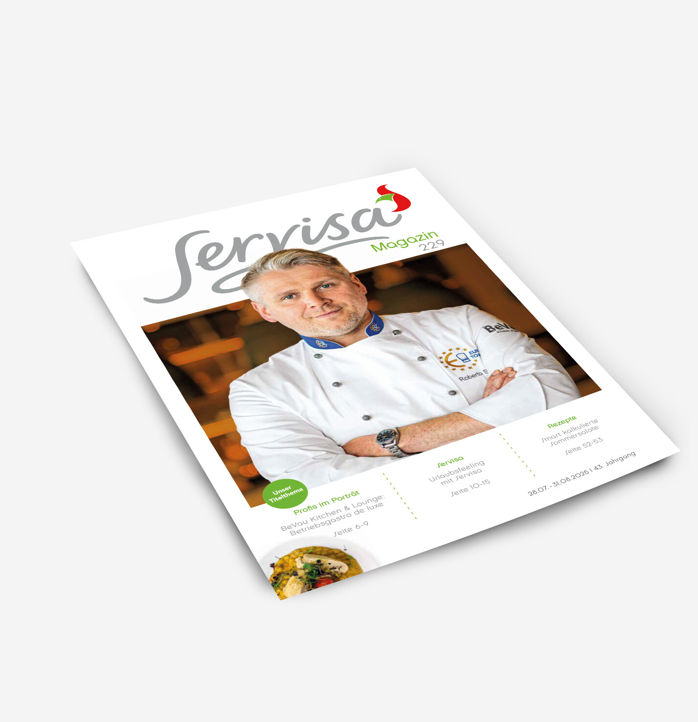 Pressemitteilungen über Bierbichler Ein Mann in Kochjacke auf dem Cover eines Magazins.