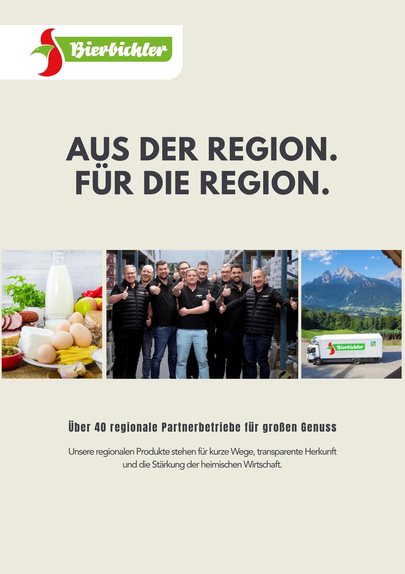 Cover vom Folder Aus der Region. Für die Region.